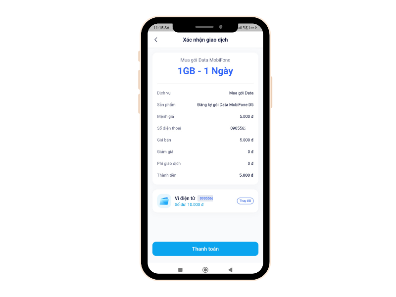 nạp data bằng ví điện tử trên ứng dụng mobifone money